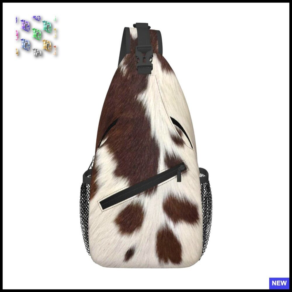 Cow Print Sling Backpack Crossbody Daypack Adjustable Strap Casual Travel Hiking